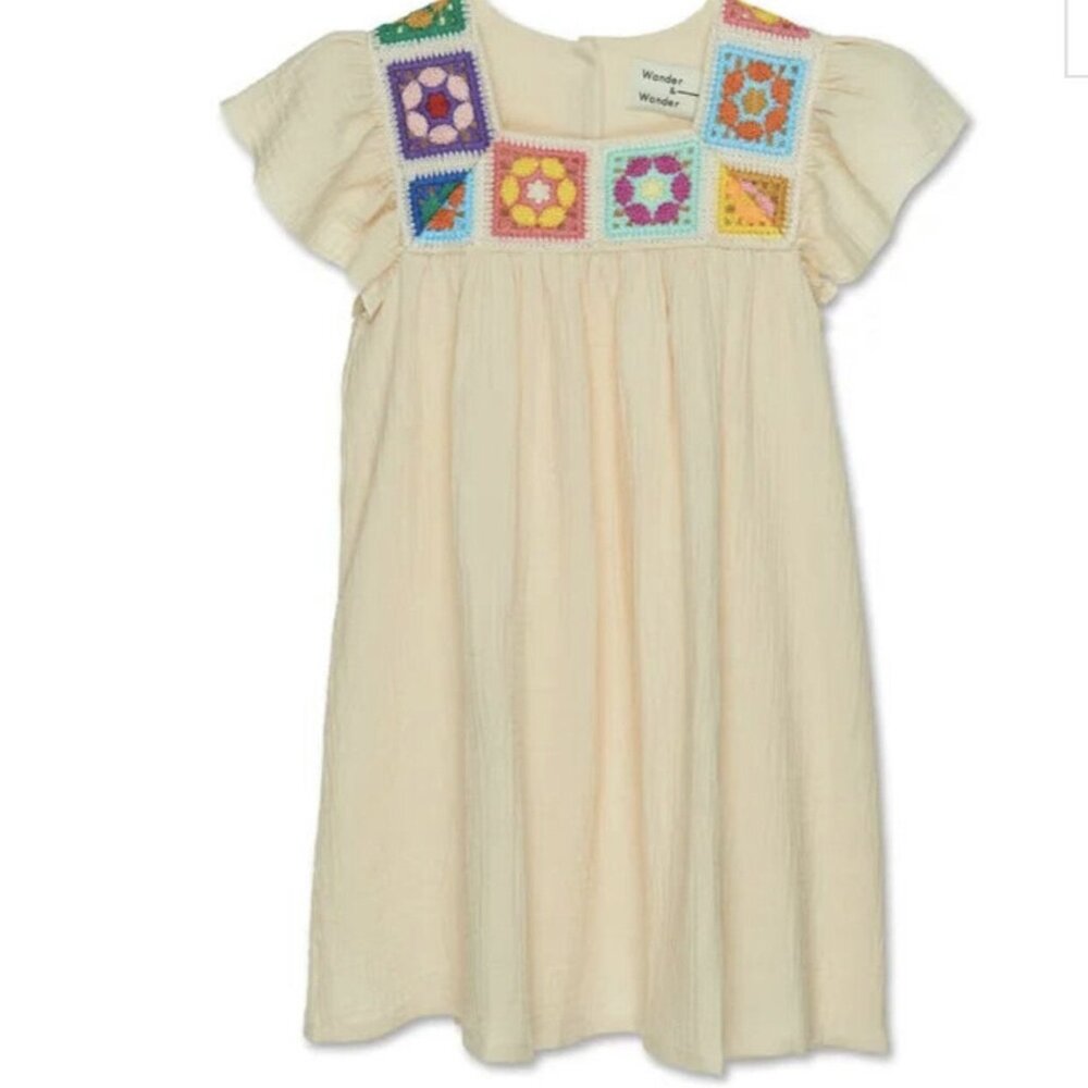 🆕NWT Wander & Wonder Ecru Dress With Crochet Square Neck